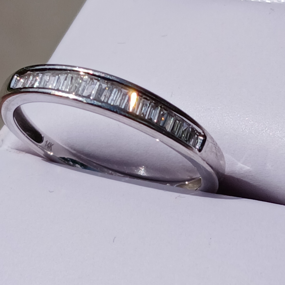 14K White Gold Channel Set Baguette Diamond Ring - Picture 9 of 12